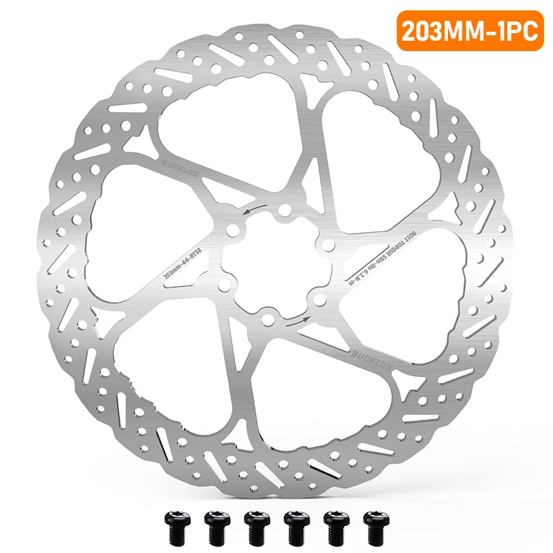 BUCKLOS Fahrrad-Bremsscheiben 140mm 160mm 180mm 203mm Ultraleichte Edelstahl-Bremsscheiben für Rennrad und Mountainbike Hydraulische Bremsscheiben