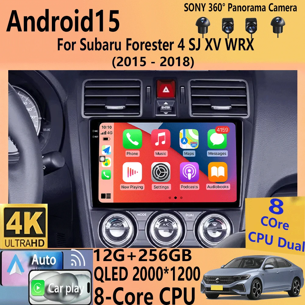 Android 15 Radio For Subaru Forester 4 SJ XV WRX 2015 - 2018 Carplay Stereo GPS Navi Video Playe Car Multimedia 2din Carplay DVD