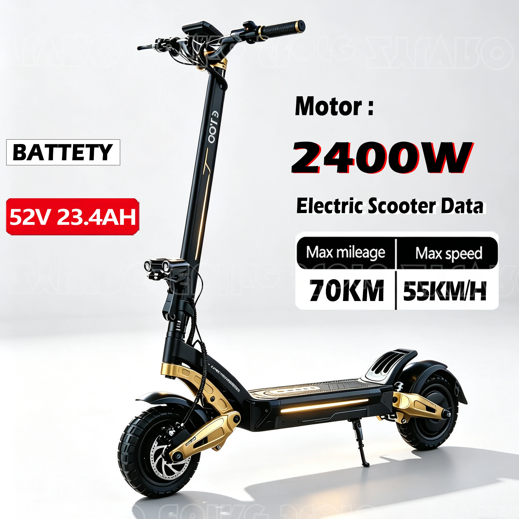 OOTD S30 Elektroroller 2400W Doppelmotor 52V23.4AH Unterstützt APP NFC-Entsperrung Hydraulische Kupplung 10 Zoll Feuerschalter Faltbarer E-Scooter