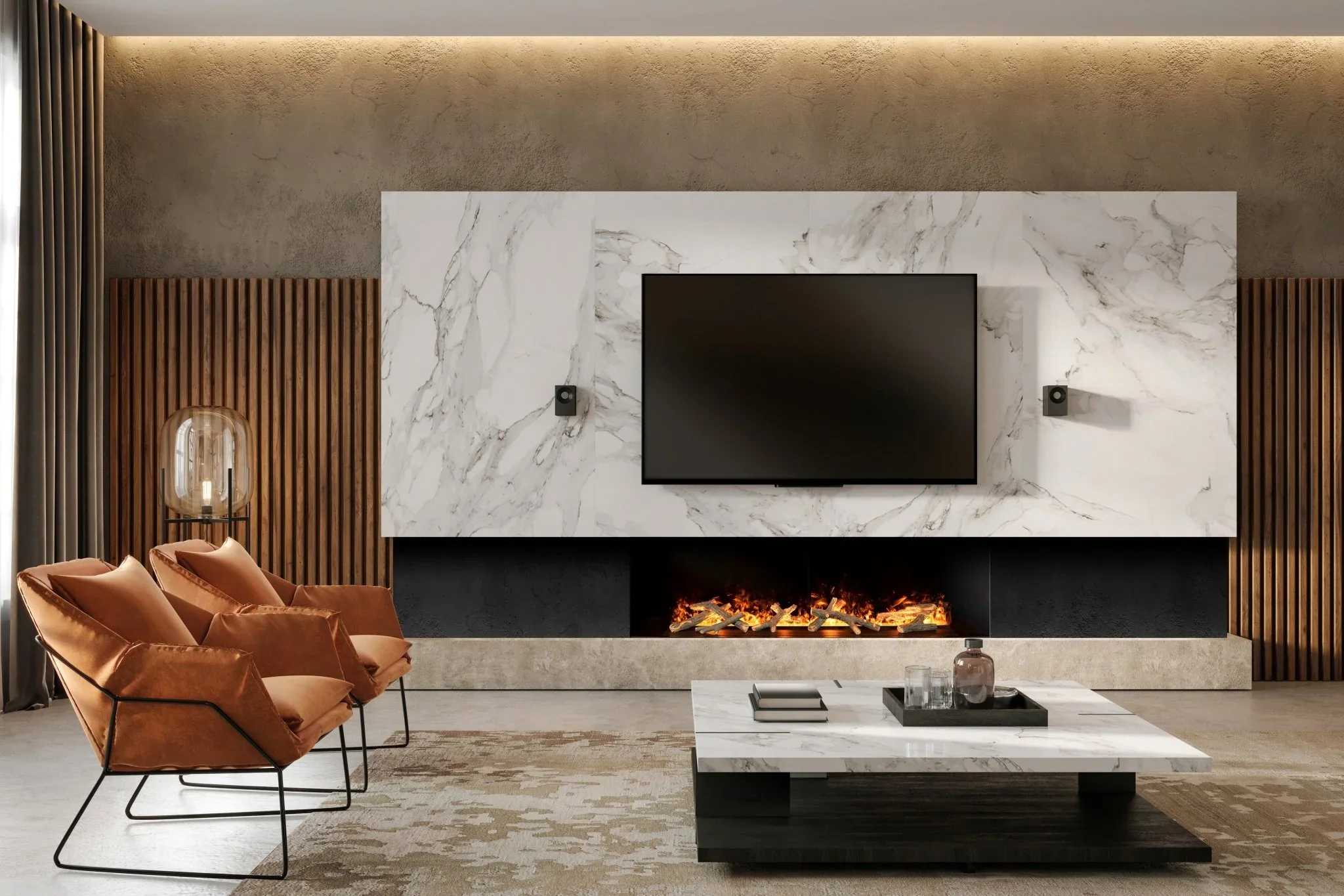 Armário de tv de luxo com lareira interior eco amigável inteligente 3d lareira elétrica montada na parede 60 polegadas casa lareira de água a vapor