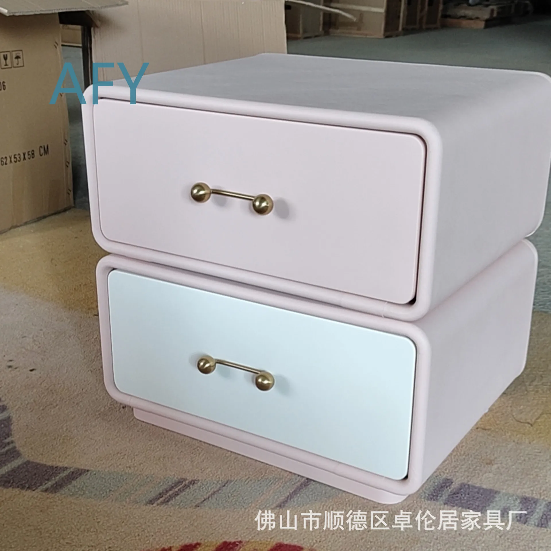 Artistic Cream Style Wooden Bedside Cabinet with PU Leather Rotating Drawer for Modern Bedroom Home Decor Luxury Storage