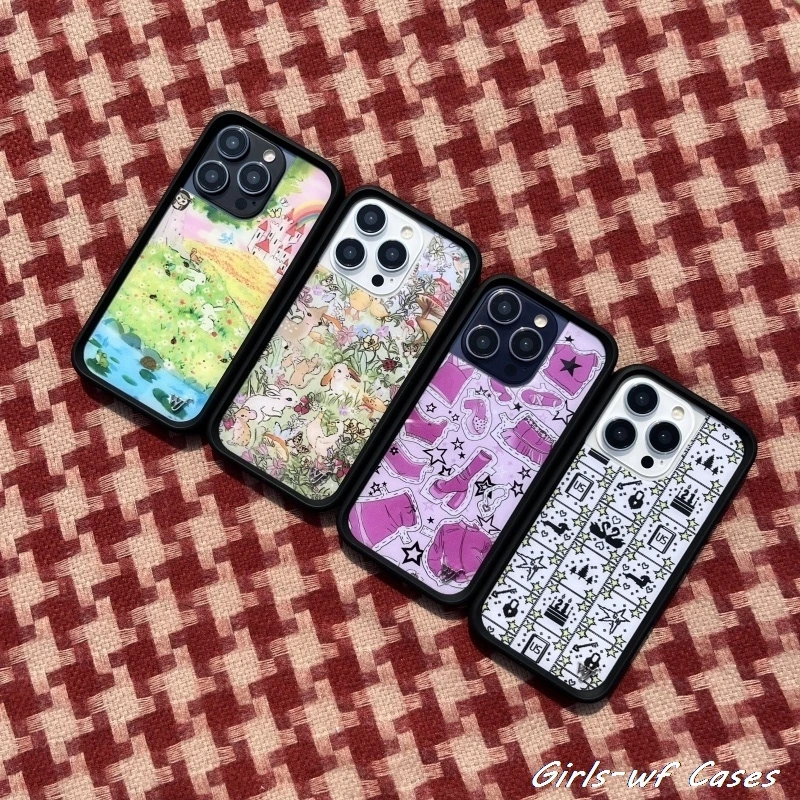 Casing HP Wildflower Rabbit Girls wild Elf untuk iPhone 12 13 14 15 16 17 Pro Max Plus Air 17Pro 3D rusa Kastil Padang Rumput