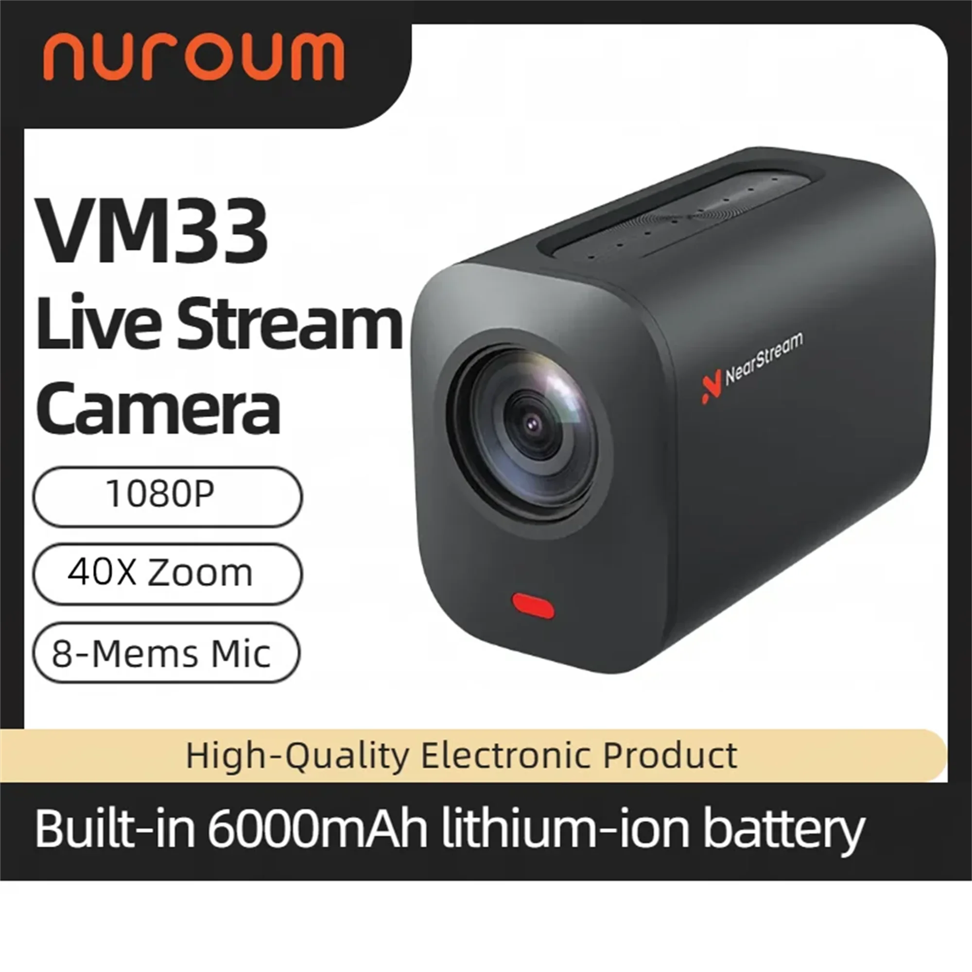 Nearstream VM33 Professional Live Streaming Camera Ai-Based Noise Cancellation Wireless Optical Zoom Stream Camera