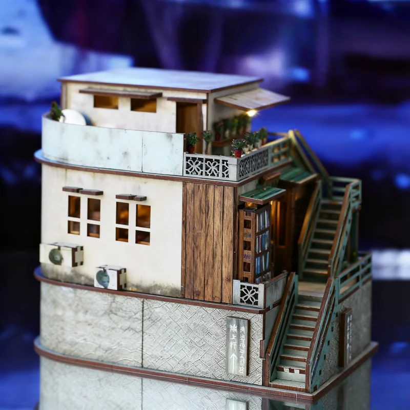 زاوية كتاب مكتبة سماوية من OUZEY، نموذج خشبي ثلاثي الأبعاد مناسب باللمس، موضوع سفر الوقت للمراهقين #2