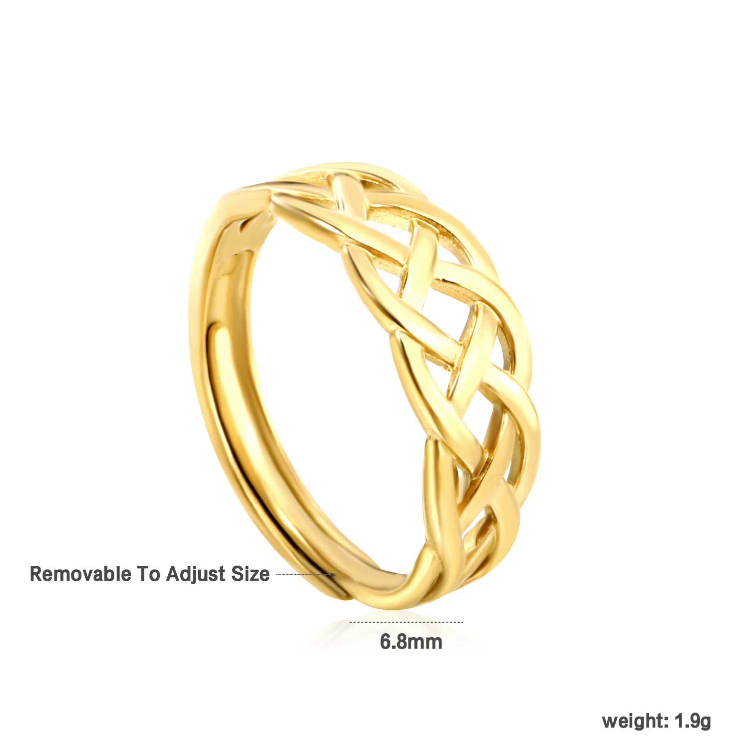 Vintage Fashion Elegant High-End Open Stainless Steel Ring, Adjustable Everyday Waterproof Titanium Steel Ring Girls' Accessory