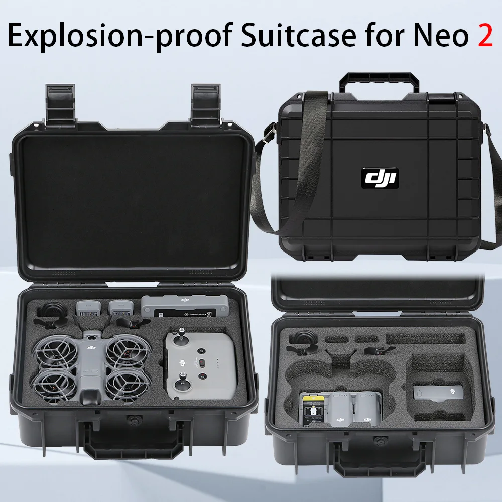 Bolsa de Transporte para DJI NEO 2, Estojo à Prova de Explosão, Caixa Portátil Impermeável, Estojo Rígido de Grande Capacidade para Acessórios Neo 2