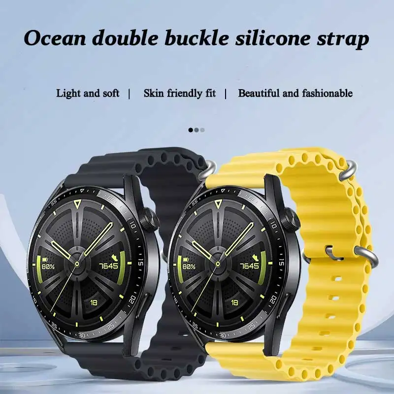 22mm 20mm Strap For Samsung Galaxy Watch 6 4 classic 5 Pro 3 Active 2 Silicone Ocean Bracelet Huawei watch GT 2 2e 3 4 pro band