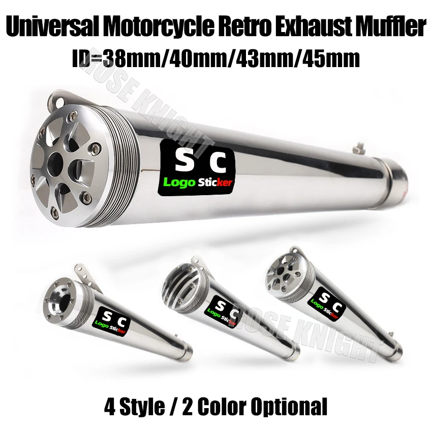 38-45MM Universal Retro Style sc Motorcycle Exhaust Muffler Escape for Punk Classic Cruiser Halley Moto Exhaust Modified Parts