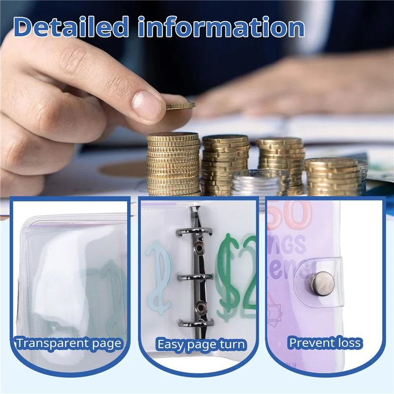 3 PCS Mini Binder Savings Challenge 150/300/500 Saving Money Budgets As Shown Cash Envelope Wallet Budget Binder Notebook Budget