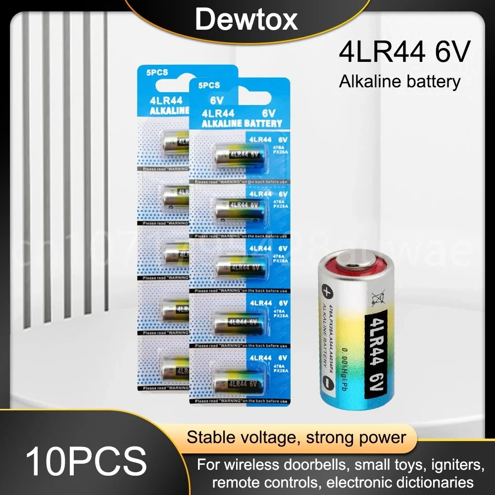 10PCS 4LR44 6V Dry Alkaline Batteries for Dog Training Shock Collars A544V 4034PX PX28A L1325 4AG13 544 4A76 Camera Battery