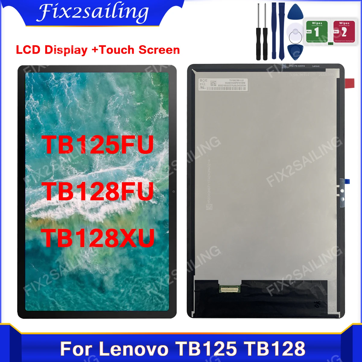 10.6'' Display For Lenovo Tab M10 Plus 3rd Gen TB125FU TB128FU TB128XU LCD Touch Screen Digitizer Panel Assembly 100%Test