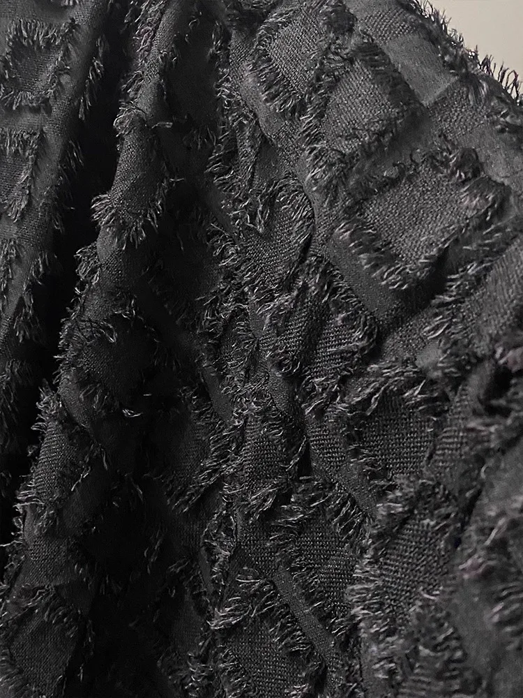 

1yard Blue tassel plaid fabric DIY Coat,dress,shirt,fashion designer Fabrics for clothing