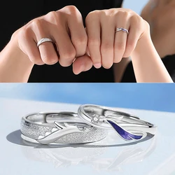 European S925 Sterling Silver Dragon and Phoenix Couple Open Ring For Women Men Birthday Wedding Valentine's Day Jewelry