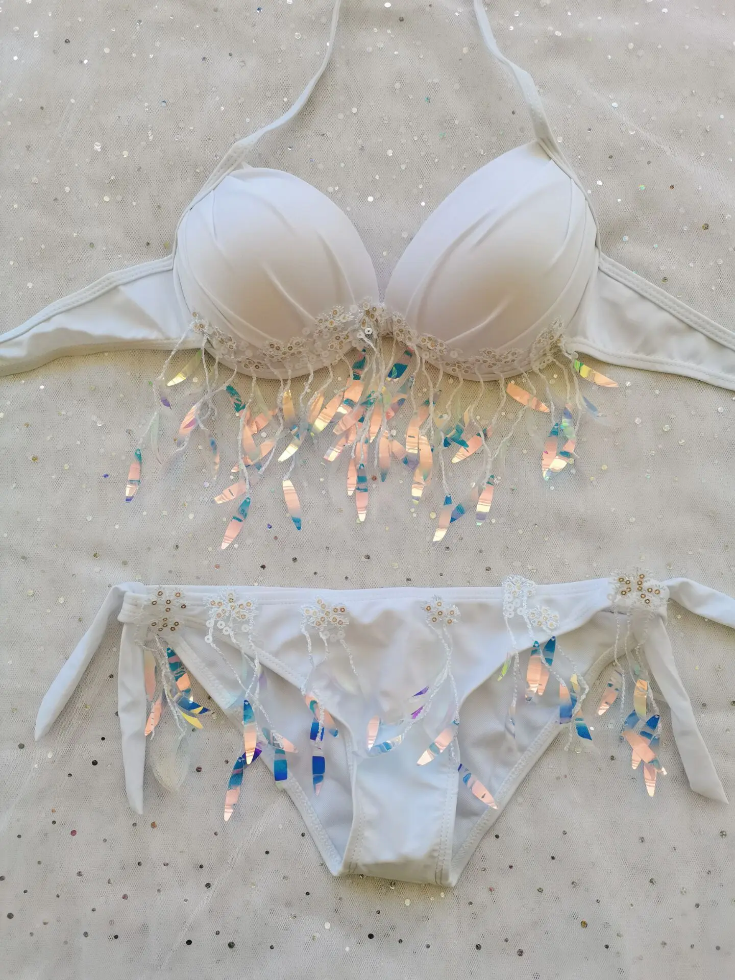 bra, sequin bodice, freediving bikini, aquarium performance costume, electronic music festival cosplay