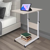 Adjustable Height Mobile Laptop Desk 2-Tier Rolling Cart with Locking Wheels for Bed, Sofa & Office (22-44 lbs Capacity)