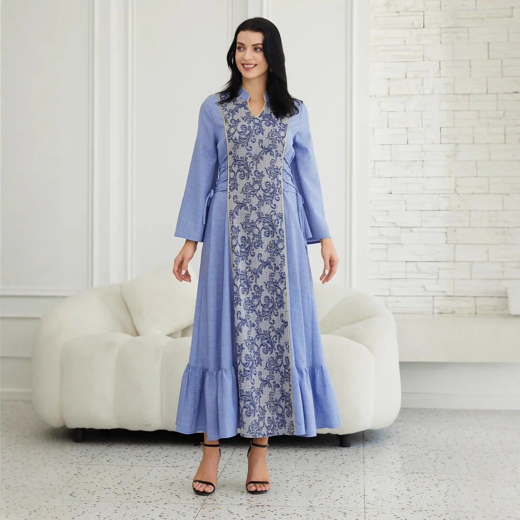 Muslim Islamic Luxury Abaya Embroidered Flower Hoodie Abaya Conservative Long Sleeve Abaya Designer Dubai Printed Robe 3