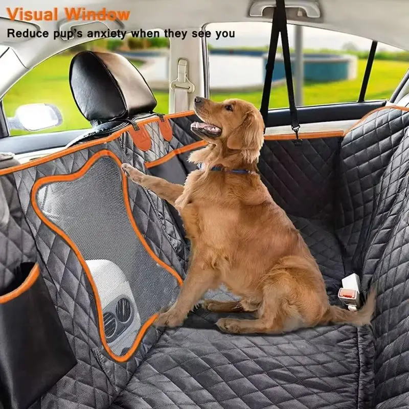 Hard Bottom Dog Car Seat Cover Waterproof Dog Car Seat Covers With Mesh Window, Scratch Prevent Antinslip Dog Car Hammock