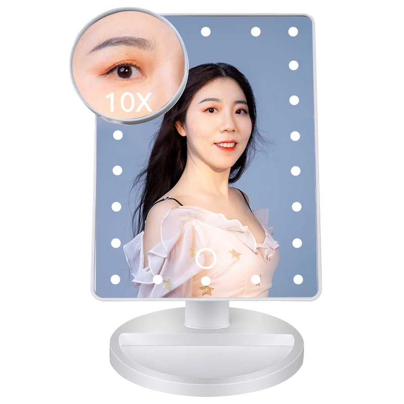 

Hot Sales Vanity Makeup Mirror Led Light up Brightness Adjustable Touch Sensor Switch Support Custom Logo/Packaging Women Gift