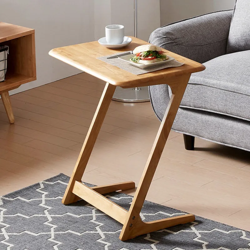 

Solid wood sofa edge, Nordic corner, living room, small coffee table, modern simple C-shaped side table