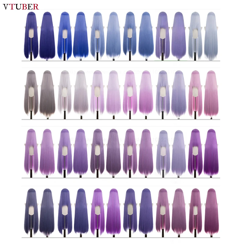 192 Colors 600g 100cm Long Straight Cosplay Wig Heat Resistant Synthetic Hair Blue Purple Pink Red Orange Anime Wigs Link2