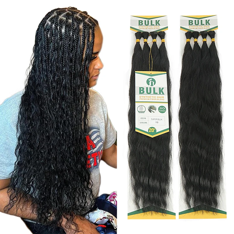 

Synthetic Black Honey Blonde Braiding Hair Super Wavy Bulk Hair Extension No Weft Bundles For Women Hair Extensions