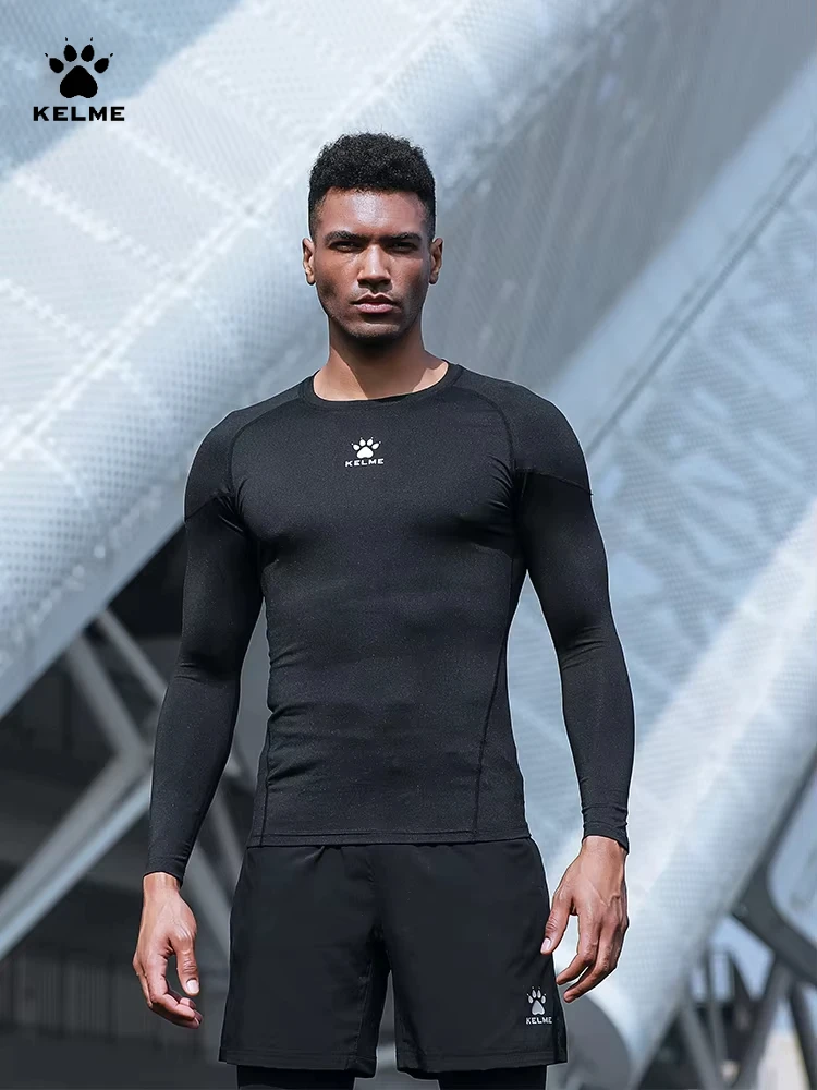 Kelme Men's Outdoor Running T-shirt Sports Tights Compression Fitness Training Quick Dry Yoga Long Sleeve Camping Hiking Gear