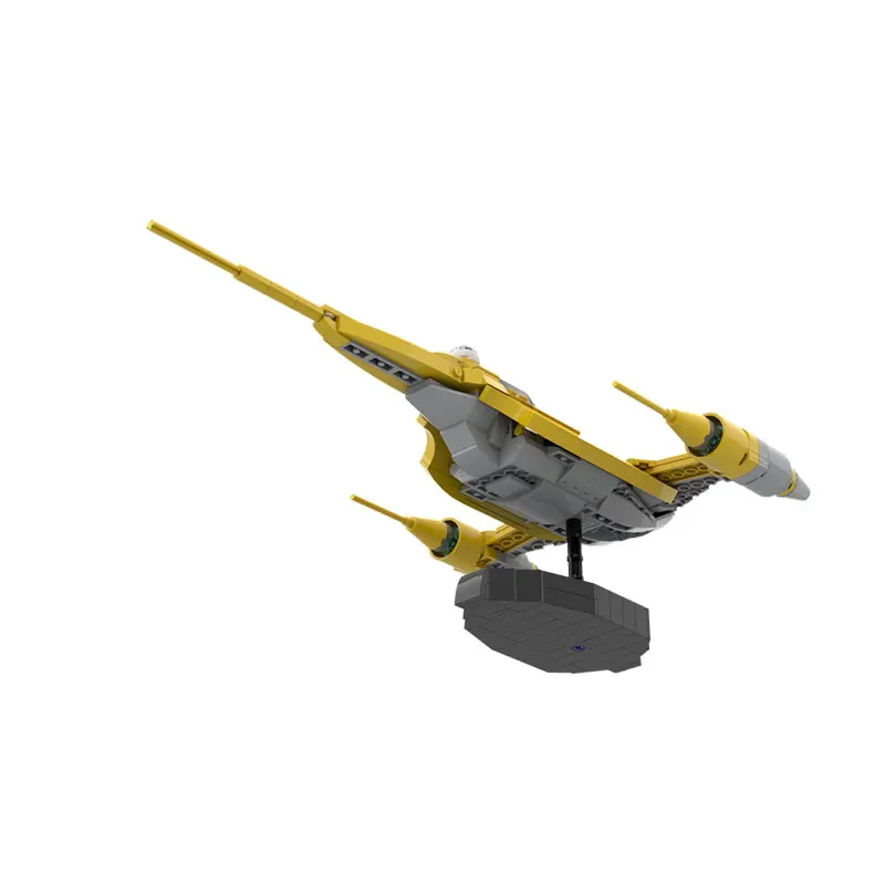 Moc bloco de construção série nave espacial filme quente amarelo nave espacial criativo tijolo modelo educação brinquedo aniversário MOC-102833 367 pçs