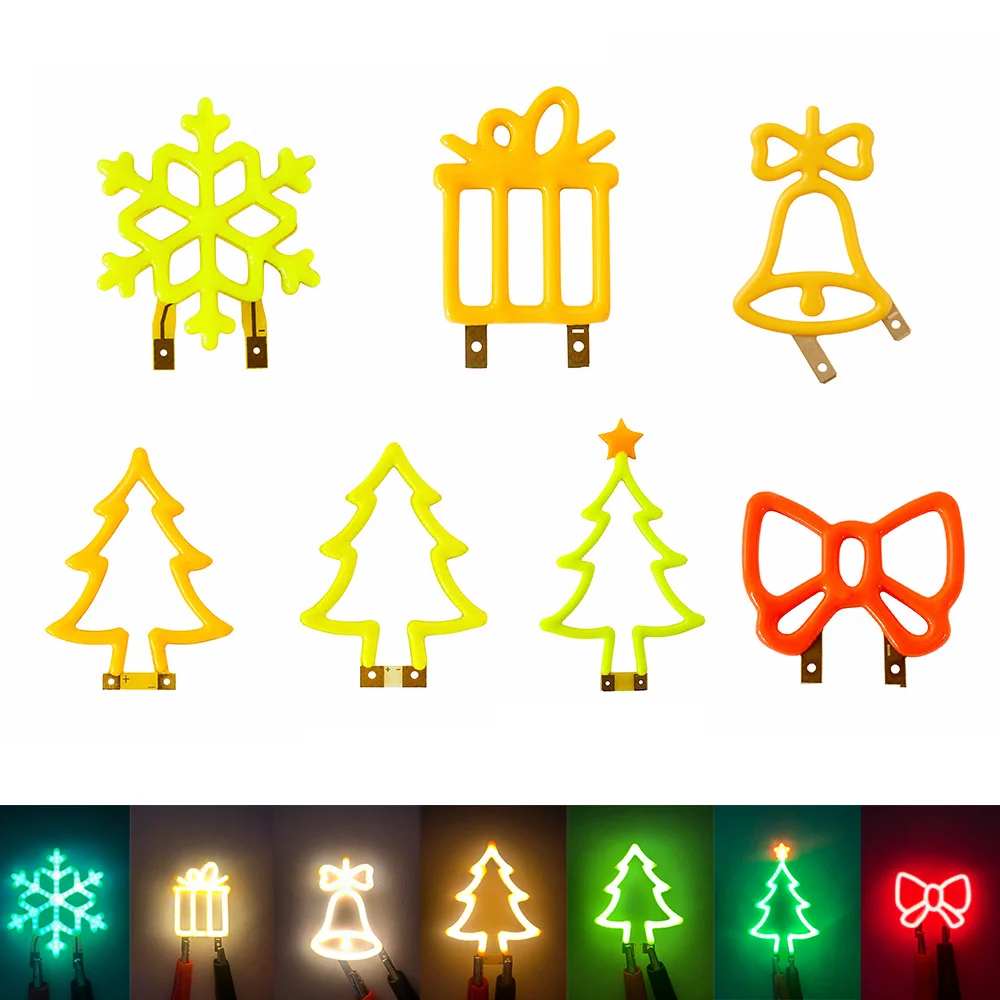 3V Christmas LED Neon Lamp Multi-Pattern Santa Snowflake Tree Neon Sign Xmas Home Table Decor Holiday Party Night Light Gift