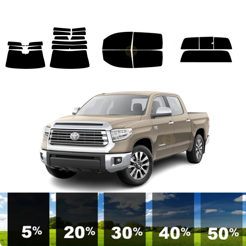 

precut Removable Window Tint Film For Car 100% UVR 5%-35%VLT Heat Insulation Carbon ﻿For TOYOTA TUNDRA2 DREXT PU 2007-2021