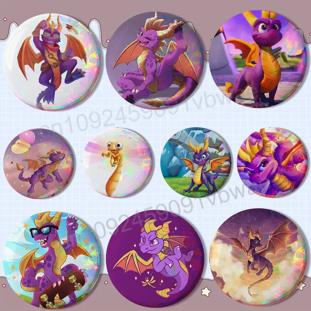 game Spyro the Dragon Sparx HD Print 58mm 44mm Round Lapel Pins Pretty Derby Round Display Brooches Brooch Badges