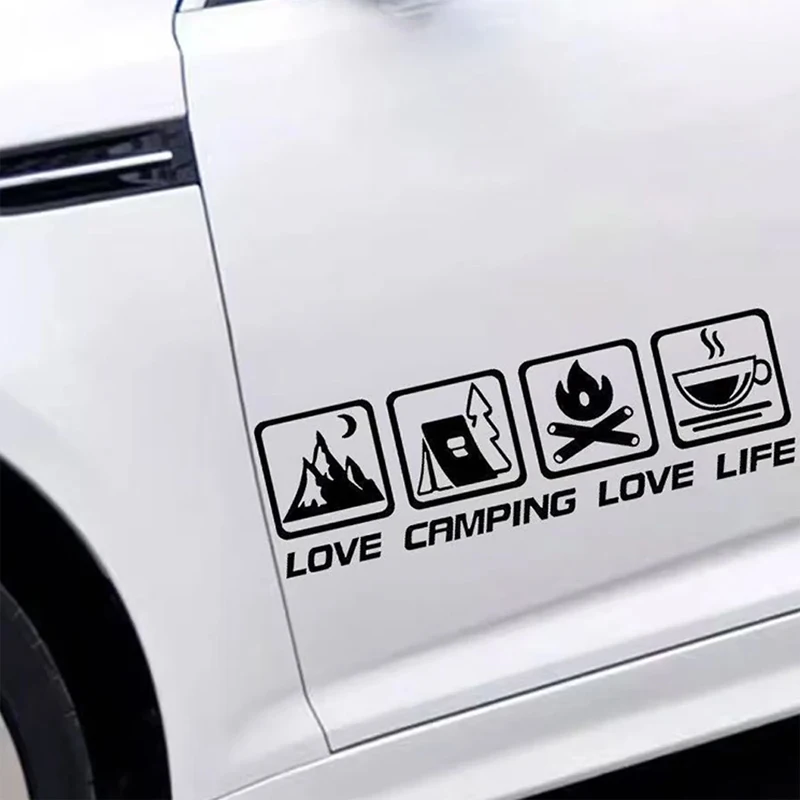 CANPING LOVE LIFE Camping Car Stickers Wilderness Campfire Adventure Motorcycle Body Decoration Stickers Coffee Waterproof