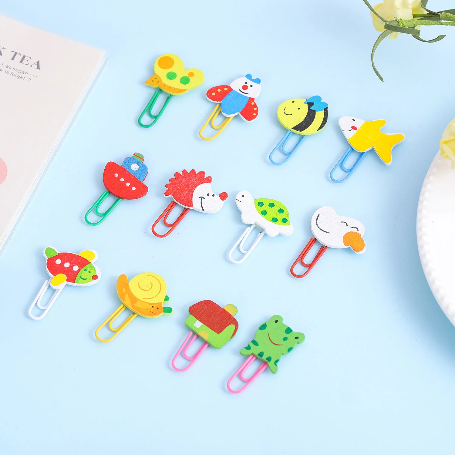 10pcs Fashion Metal Cartoon Paper Clips Student Bookmark Stationery Gift School Office Supply Business Bill File Hold