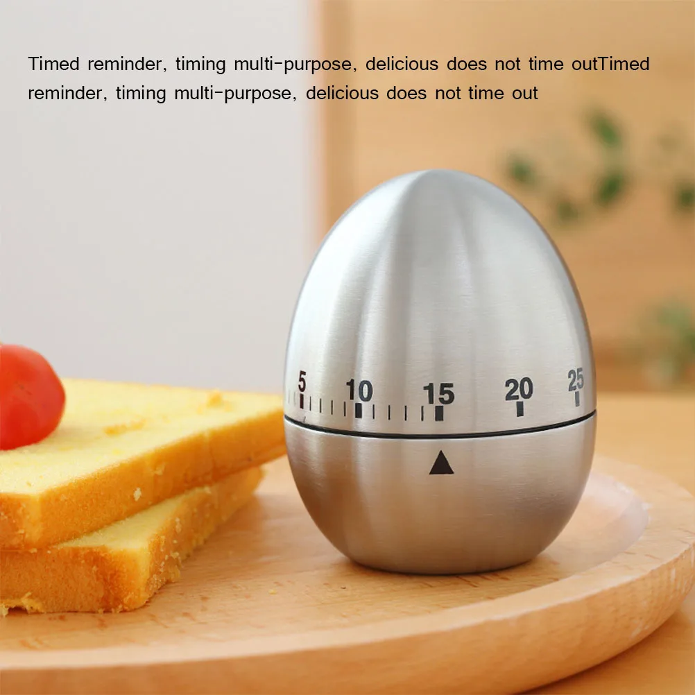 

Stainless Steel Egg Shape Kitchen Timer Mechanical Drive Count-down Kitchen Timer