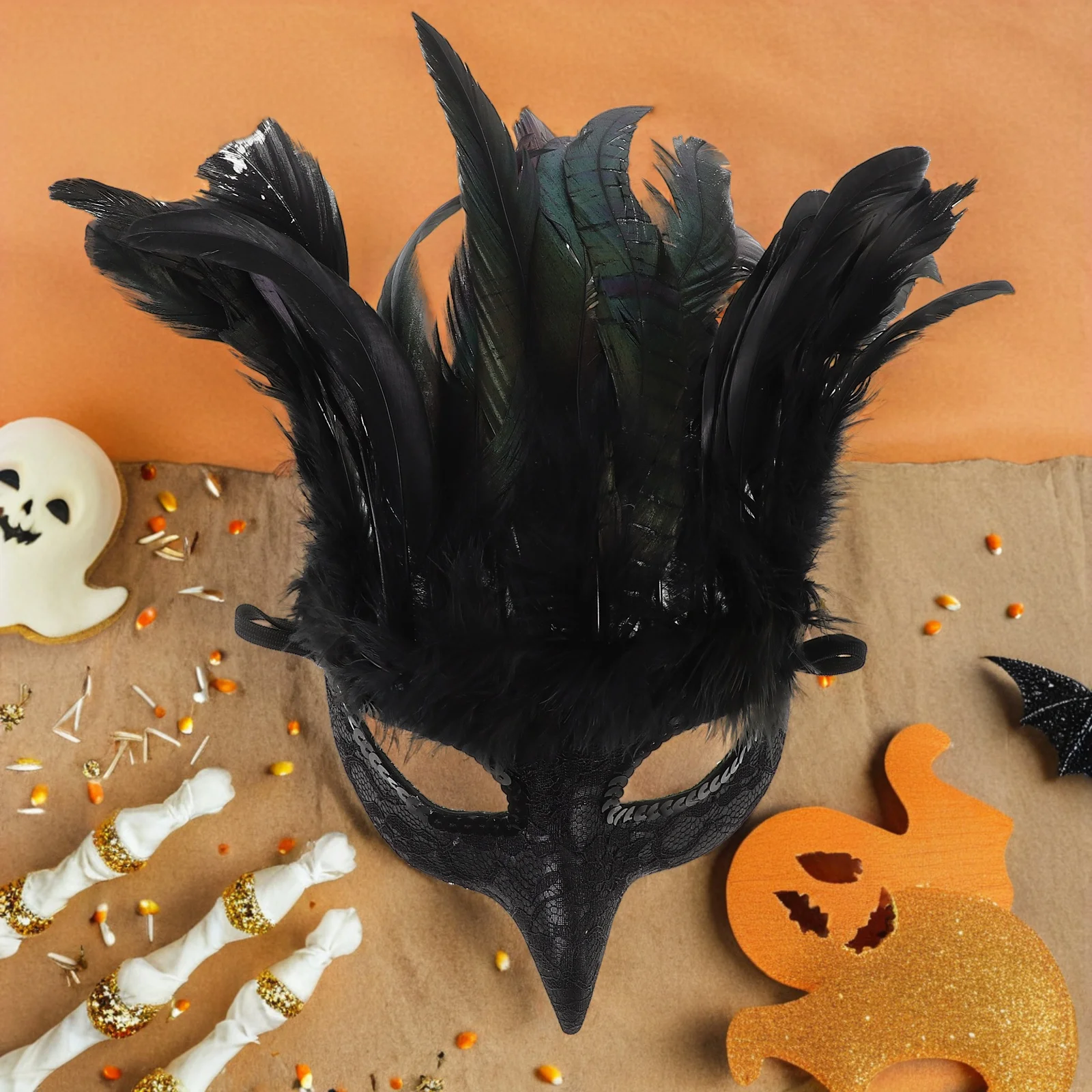 

Feathered Masquerade Mask for Half Face Decorative Cover for Carnival Ball Events Halloween Party Cosplay Costume Accessory