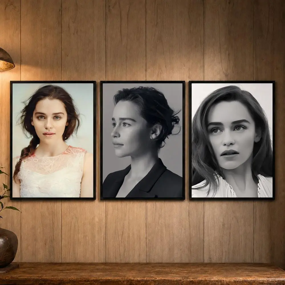 Actress Emilia Clarke Poster Self-adhesive Art Poster Decoracion Painting Wall Art White Kraft Paper Home Decor
