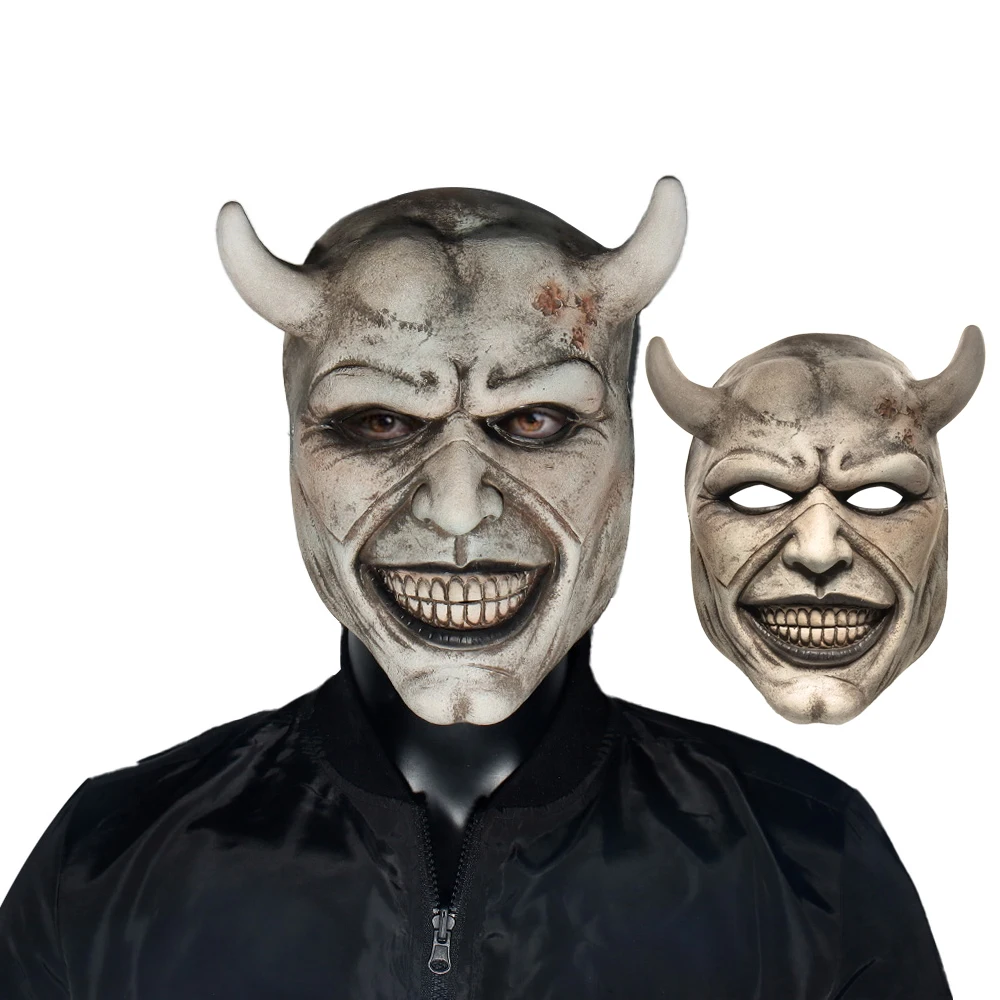 The Black Phone The Grabber Mask Cosplay Halloween Carnival Party Props Horror Horns Helmet