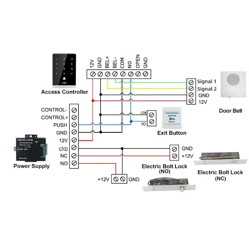 Imagem -05 - Sistema de Controle de Acesso de Fio com Fio com Bateria Alarme de Sino da Porta 38 Sino com Fios 12v dc Hotel Casa Escritório