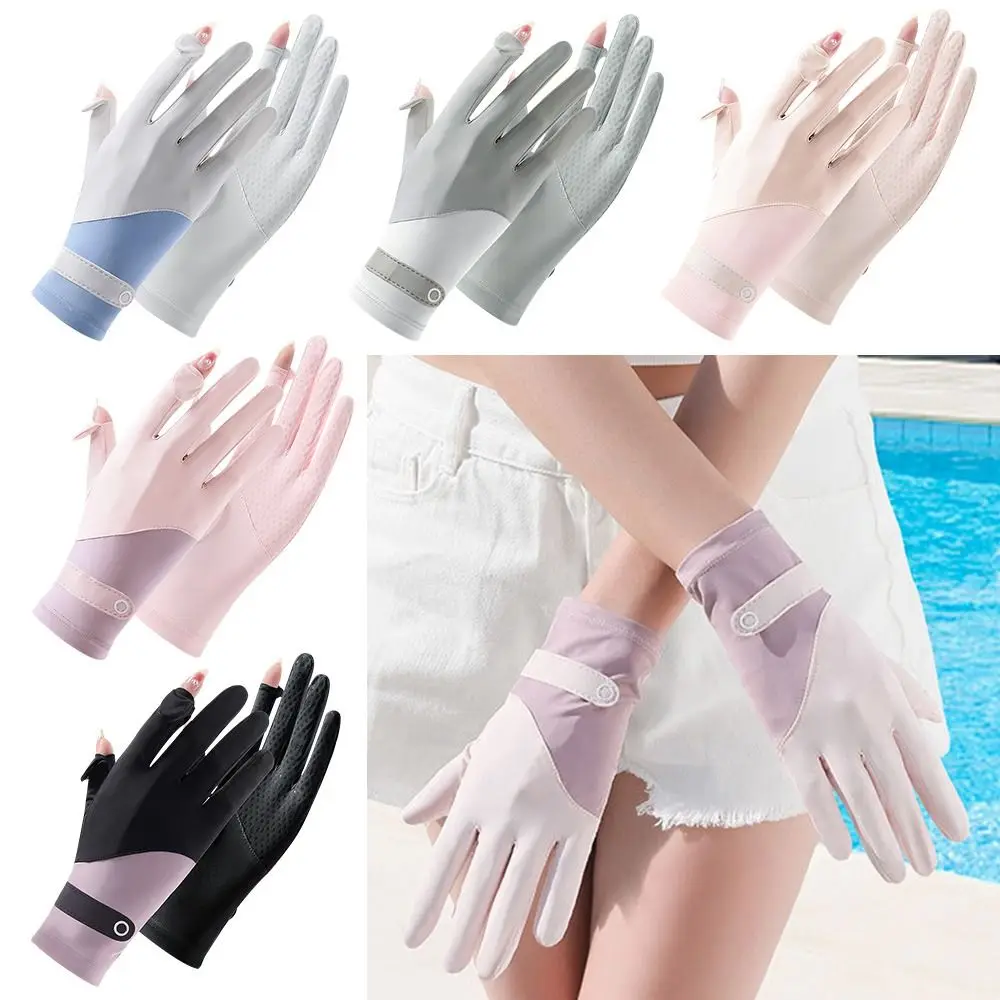 Modische Anti-UV-Handschuhe aus Eisseide, atmungsaktive Touchscreen-Handschuhe, rutschfeste Sonnenschutzhandschuhe für Damen, Fahrradausrüstung