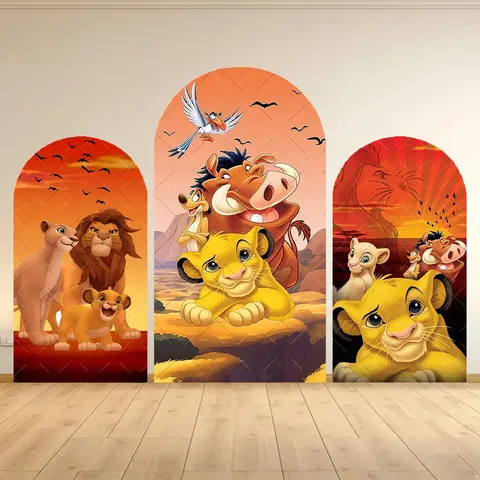 Simba The Lion King Arch Backdrop Cover Baby Shower Children Birthday Party Photo Studio Background Decoration Elastic Fabric