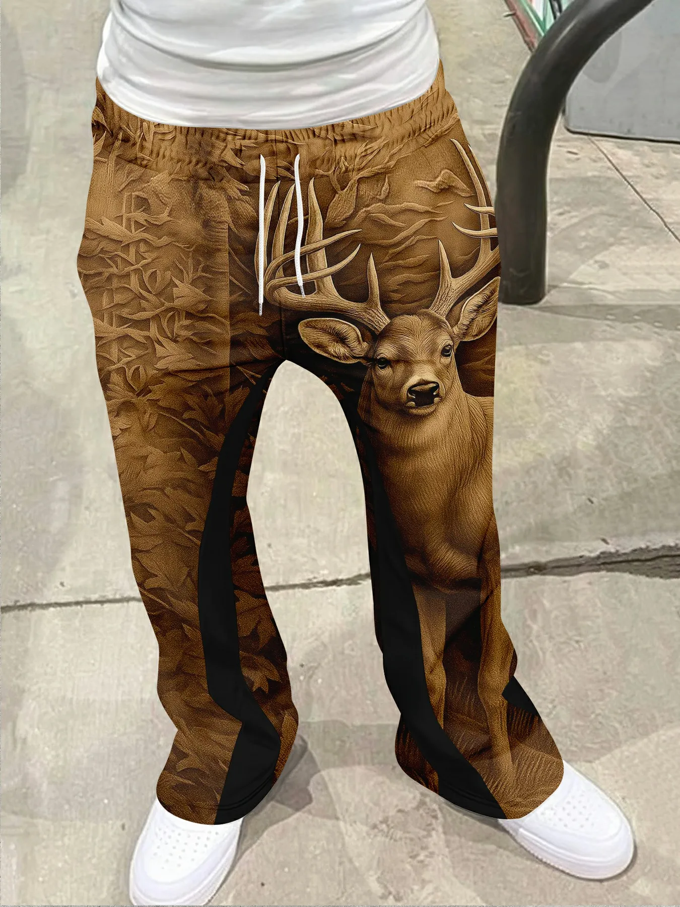 

Y2k расклешенные брюки мужские свободные 3D повседневные спортивные штаны со средней талией спортивная женская одежда уличная одежда хип-хоп винтажные брюки с граффити лося