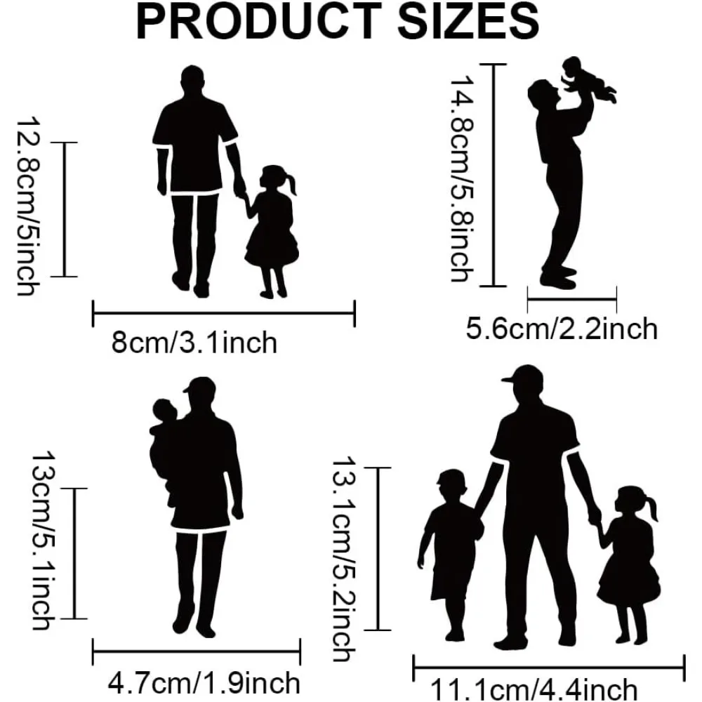 6 Styles Happy Father's Day Stencils 11.8×11.8inch Large Father Silhouettes Character Family Painting Stencil with Paint Brush