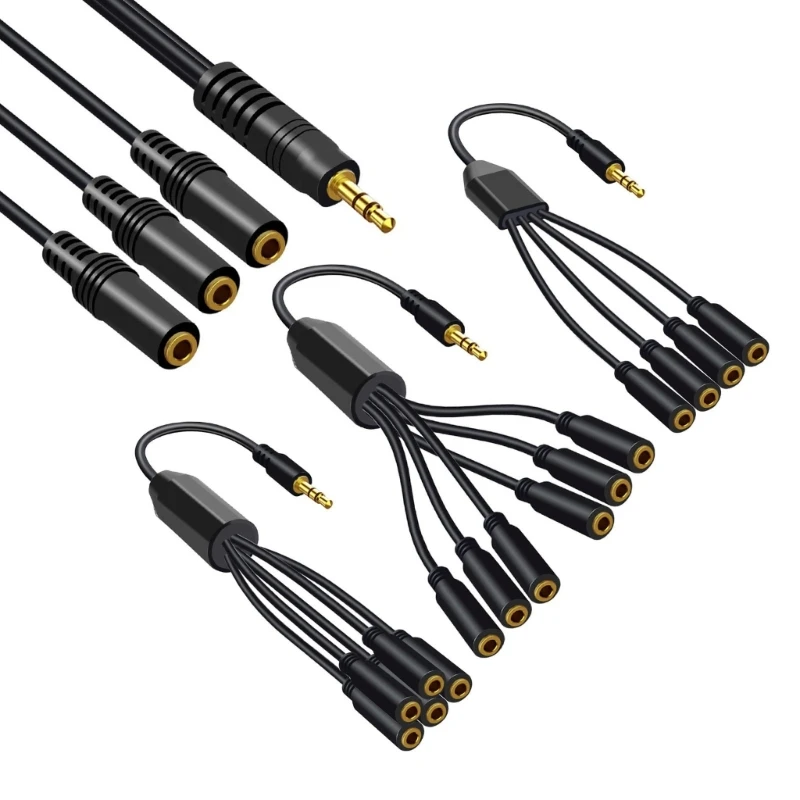 3.5mm Earphone Splitter Cable 1 to 6/5/4/3 Port Aux Cable Headphones AUX Adapters Cord for Phones Headsets Speaker