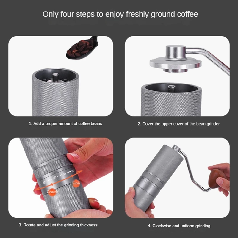 TAIGH-Manual Coffee Grinders CNC Stainless Steel Core Adjustable Hand Coffee Bean Grinding Machine For Outdoor Home Office