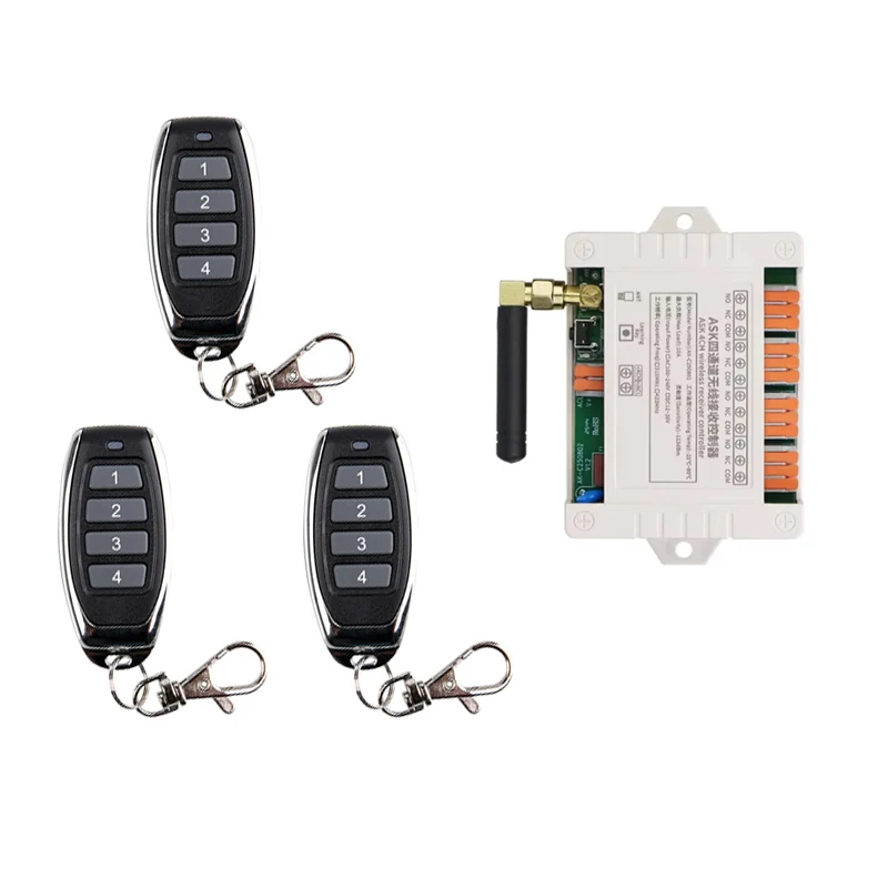 Smart Multiple DC 12V 24V 36V 10A 433MHz 4CH 4 Channel Wireless Relay RF Remote Control Switch Receiver 1234 Transmitter