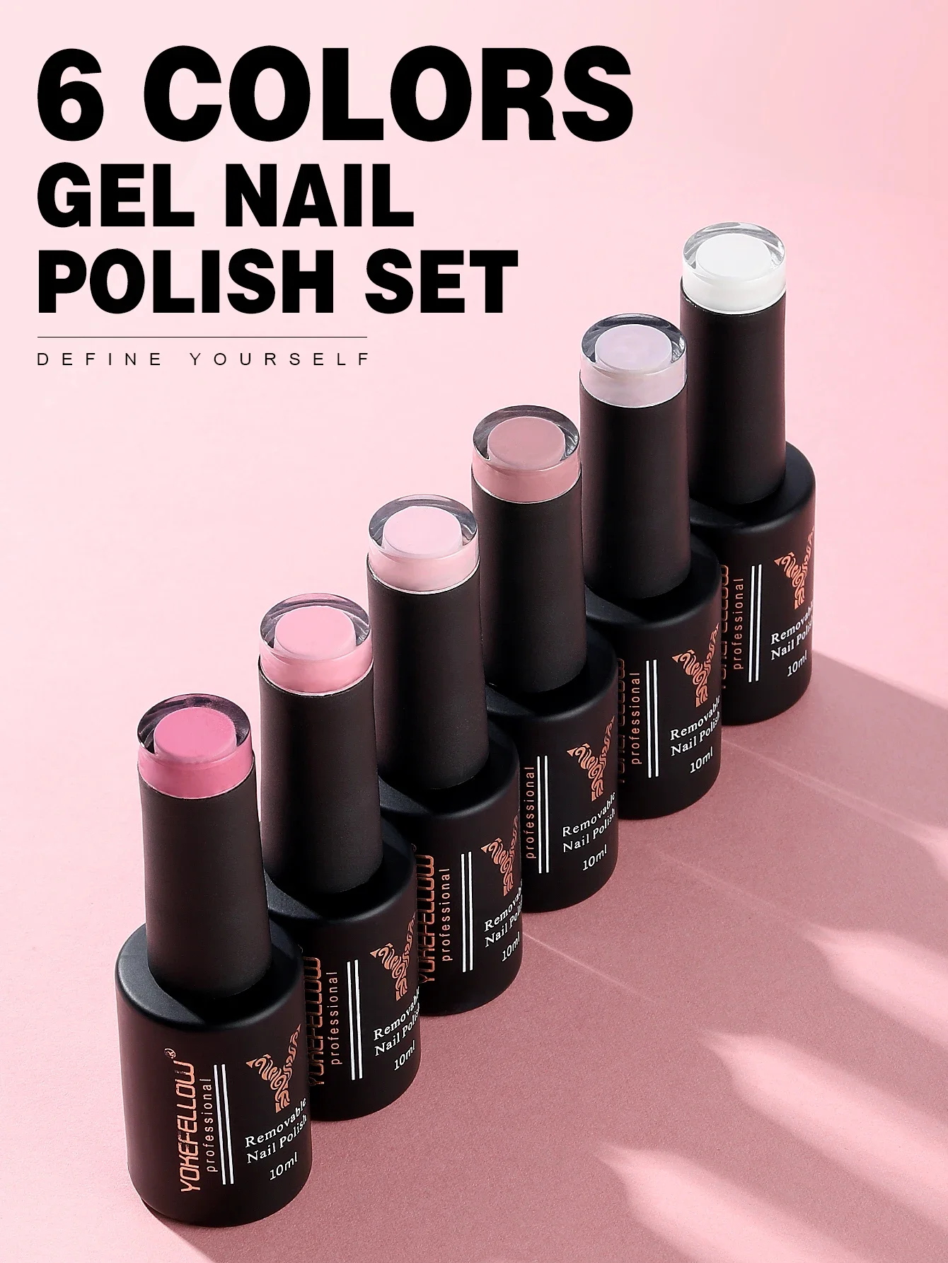 YOKEFELLOW 2023NEW Gel Nail Polish Set 10ml 6PCS Rich Pigment Soak Off Low Odor Long-Wear Gel Varnish for Professional Manicure