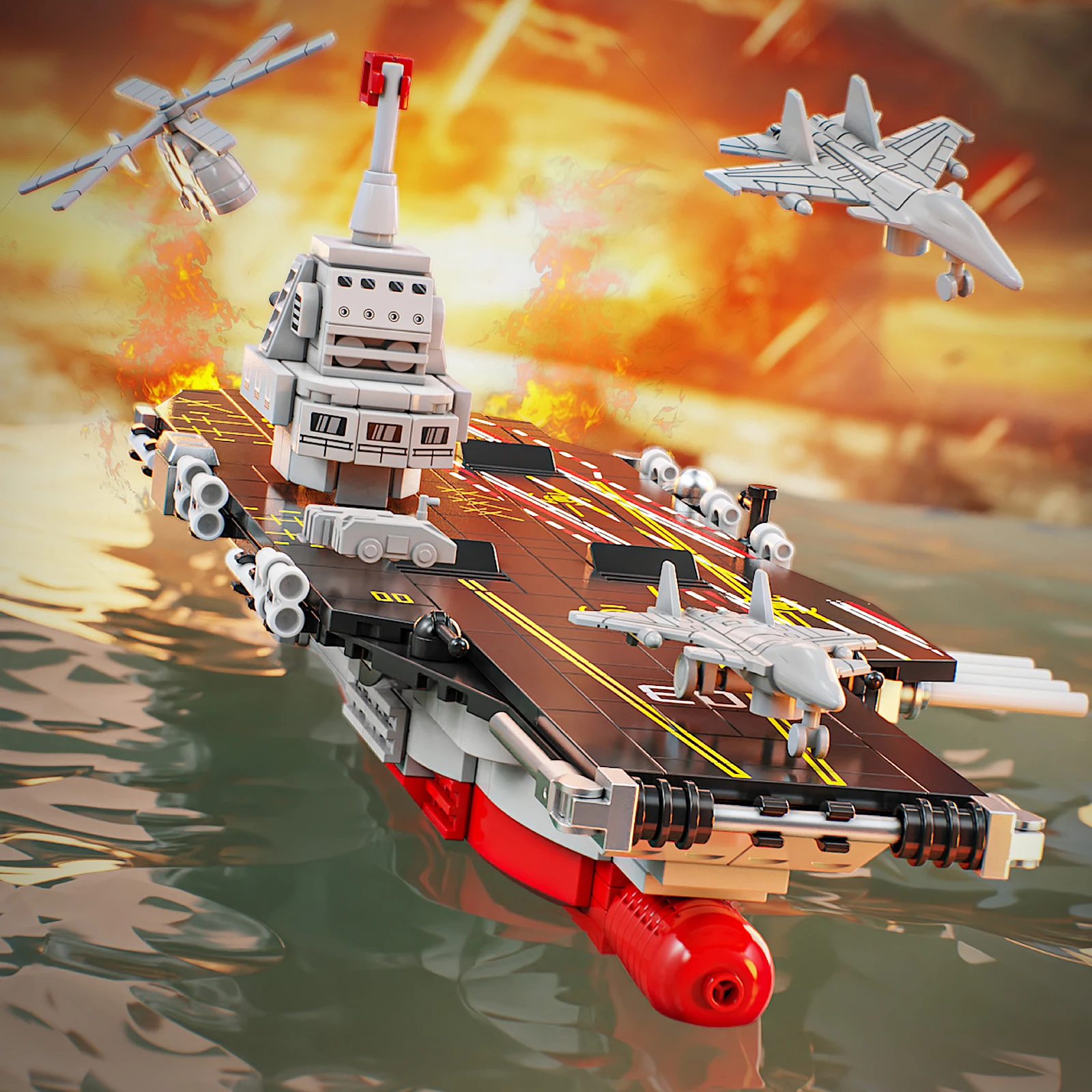 712 pçs blocos de construção de porta-aviões brinquedos modelo navio montar tijolos conjuntos de brinquedos para crianças ornamento presentes