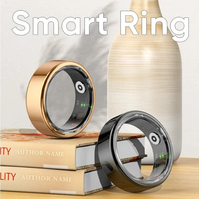 Multilingual Fitness Tracker Ring para homens, ouro inteligente, freqüência cardíaca, pressão arterial, oxigênio no sangue, temperatura, sono, calorias, saúde