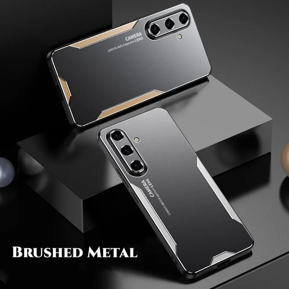 Shock Proof Case For Samsung Galaxy A52 A72 A53 A51 A71 Note S 10 20 4G 5G Plus Ultra Brushed Metal Aluminum Armor Cover Cases