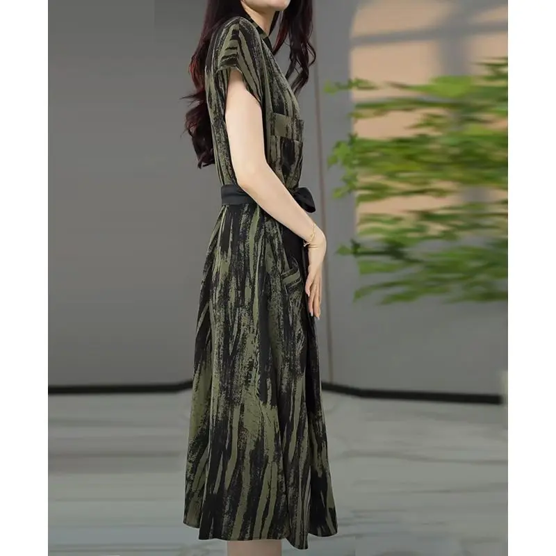Women's Summer Round Neck Lace Up Bodycon Casual Cami Dress Holiday Outfit Summer Elegant High Street Printed Y2K Dresses D45