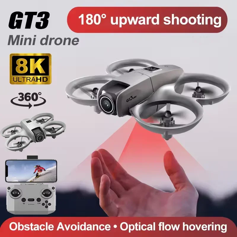 2026 DWI New GT3 Mini RC Drone 8K HD Camera 5G GPS RC Quadcopter With Dynamic LED Light For Aerial Photography Toy Gift